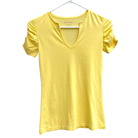 Lilly Pulitzer Tops - Lilly Pulitzer Women’s Shirt Top Size Extra Small Lana Slub Ruched Sleeve Yellow